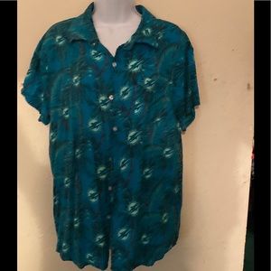 NFL Miami dolphins palm tree and teal emblem X-Large women’s blouse